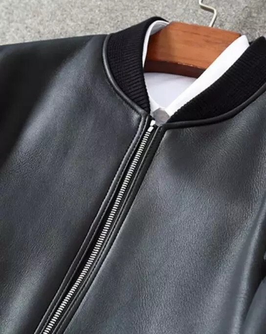 Black Leather Jacket Men Flight/Bomber Pure Lambskin Size XS-4XL