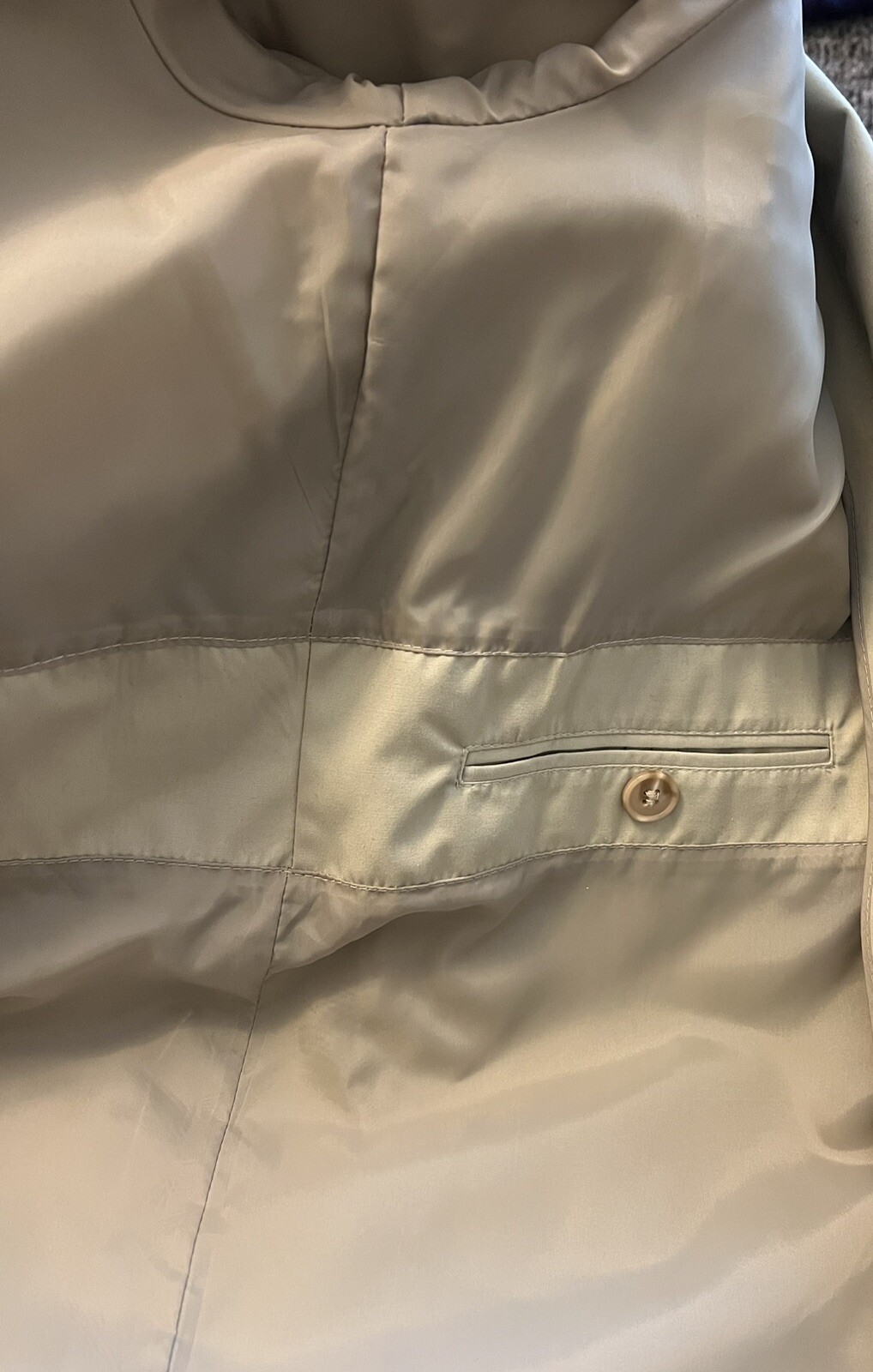 Vtg Field & Stream Mens Size 44 Khaki Trench Coat Button Front & Belted