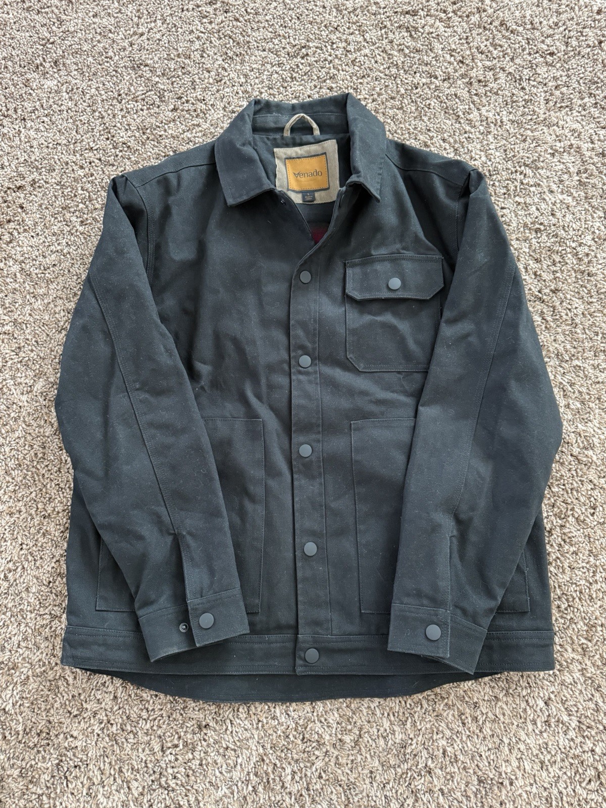 Venado Concealed Carry Shirt Jacket Canvas Black Red Plaid Flannel L Men