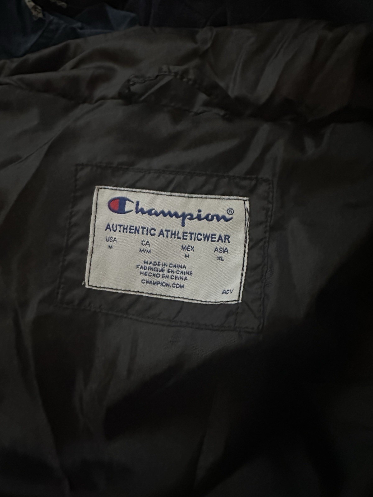 Champion Men’s Black Puffer Vest Full Zip Stand-Up Collar Mid-Length Size M