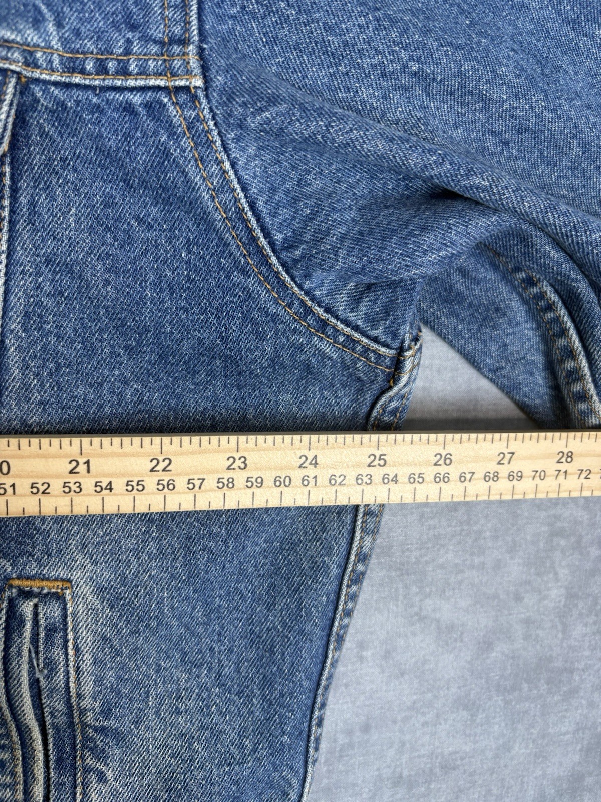 Marlboro Country Store Denim Jacket Leather Collar Flannel Lined Men’s Large 90s