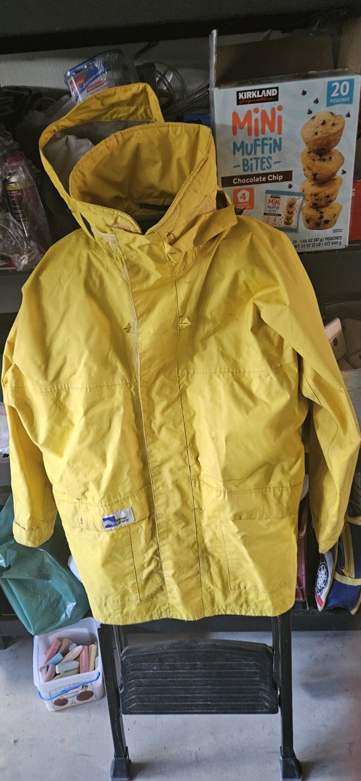 Henri Lloyd Men’s Yellow Hooded Zip Rain Coat Mid-Length Size L