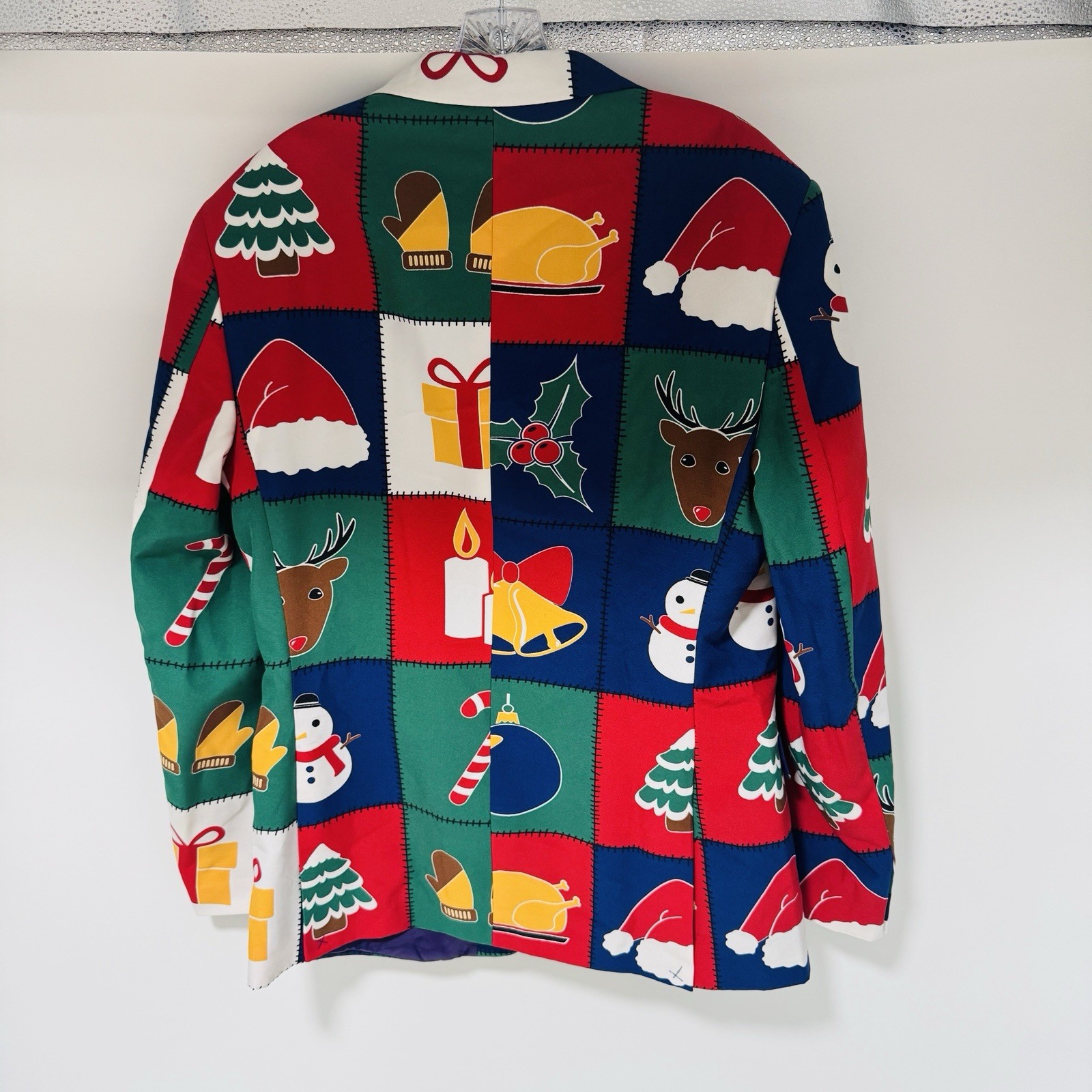 OppoSuits Mens Christmas Patchwork Jacket Two Button Close Pockets Size 42 NWT