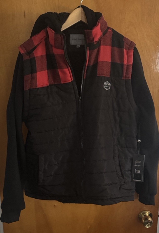 Black Puffer Jacket Mens Large Fleece Sherpa Public Supply