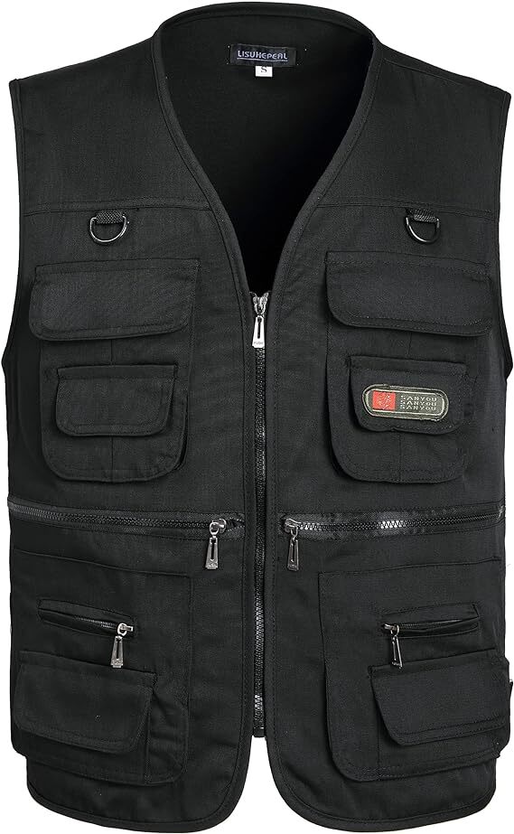 Mens Cargo Multi Pocket Utility Vest Fishing Hiking Camping Gilet Waistcoat Tops
