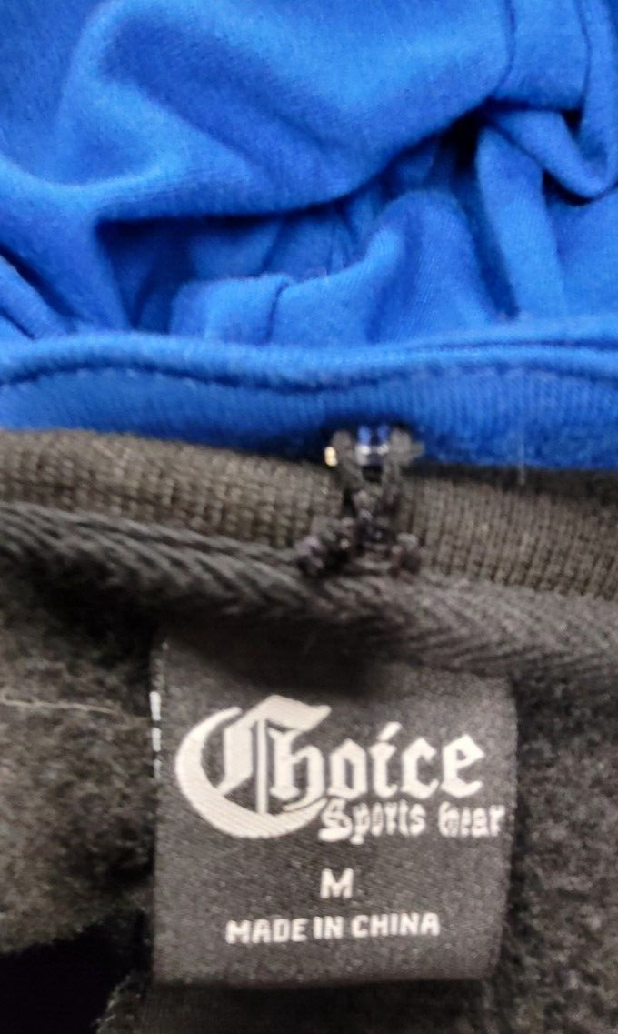 Choice Sportswear Jacket (M) Black/Blue Hood. Snap Up. Polyester