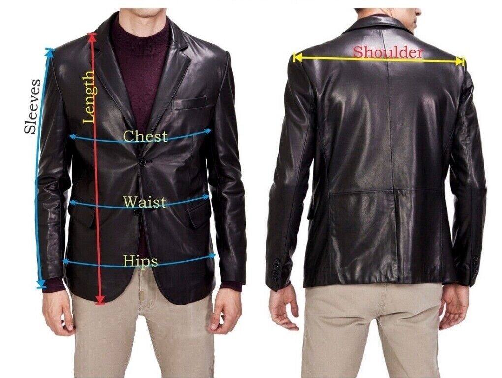Men’s Genuine Lambskin Leather Blazer jacket Two Button Coat Soft Stylish Brown