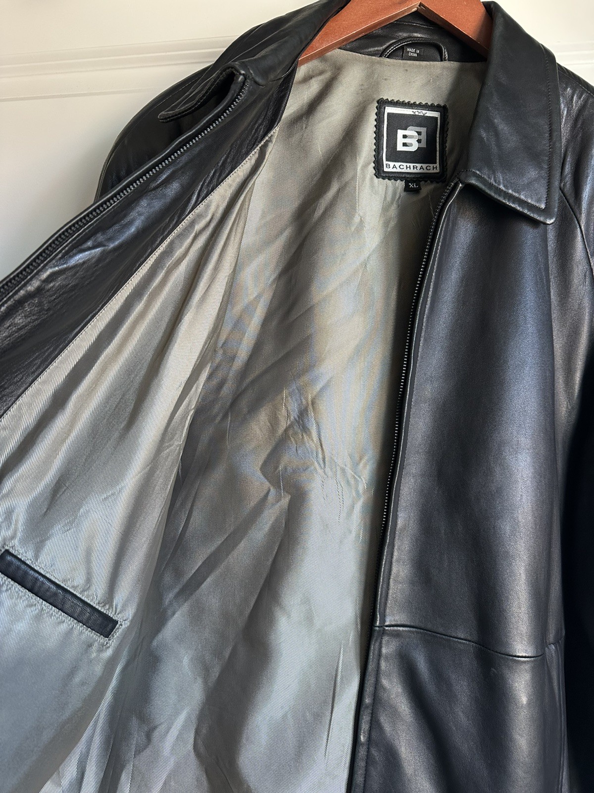 Bachrach Leather Jacket Black Mens XL VERY NICE