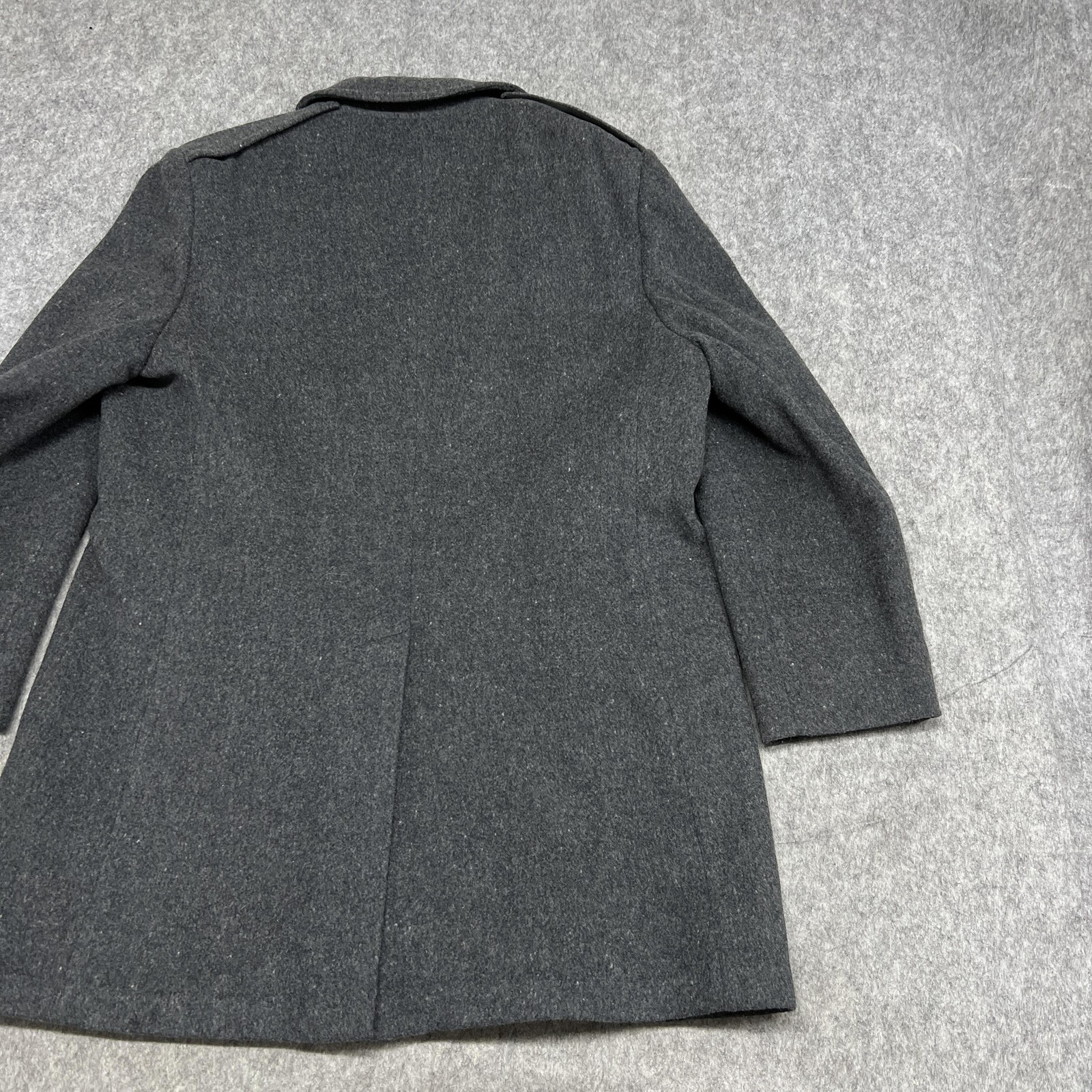 Stratojac Coat Mens 46 Gray Wool Overcoat Lined Single Breasted Winter Fits50R