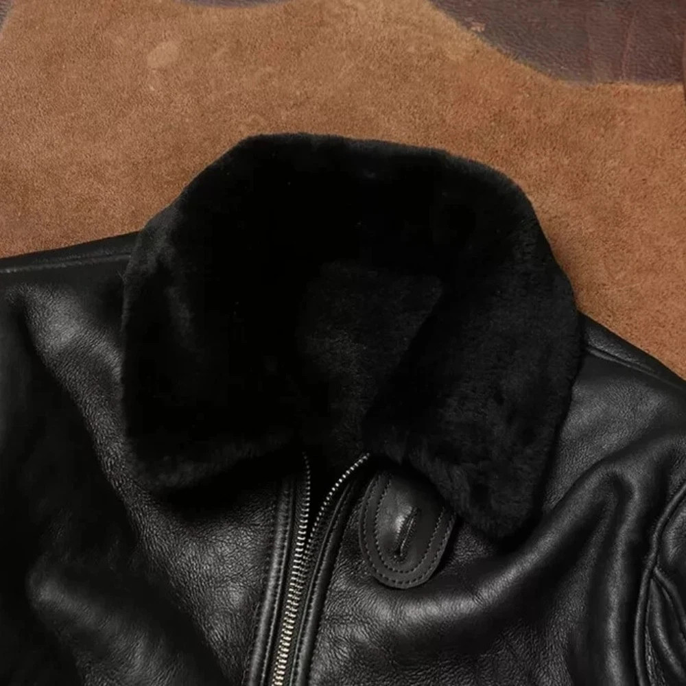 Men’s Vintage RAF B3 Aviator Shearling Genuine Sheep Leather Winter Jacket