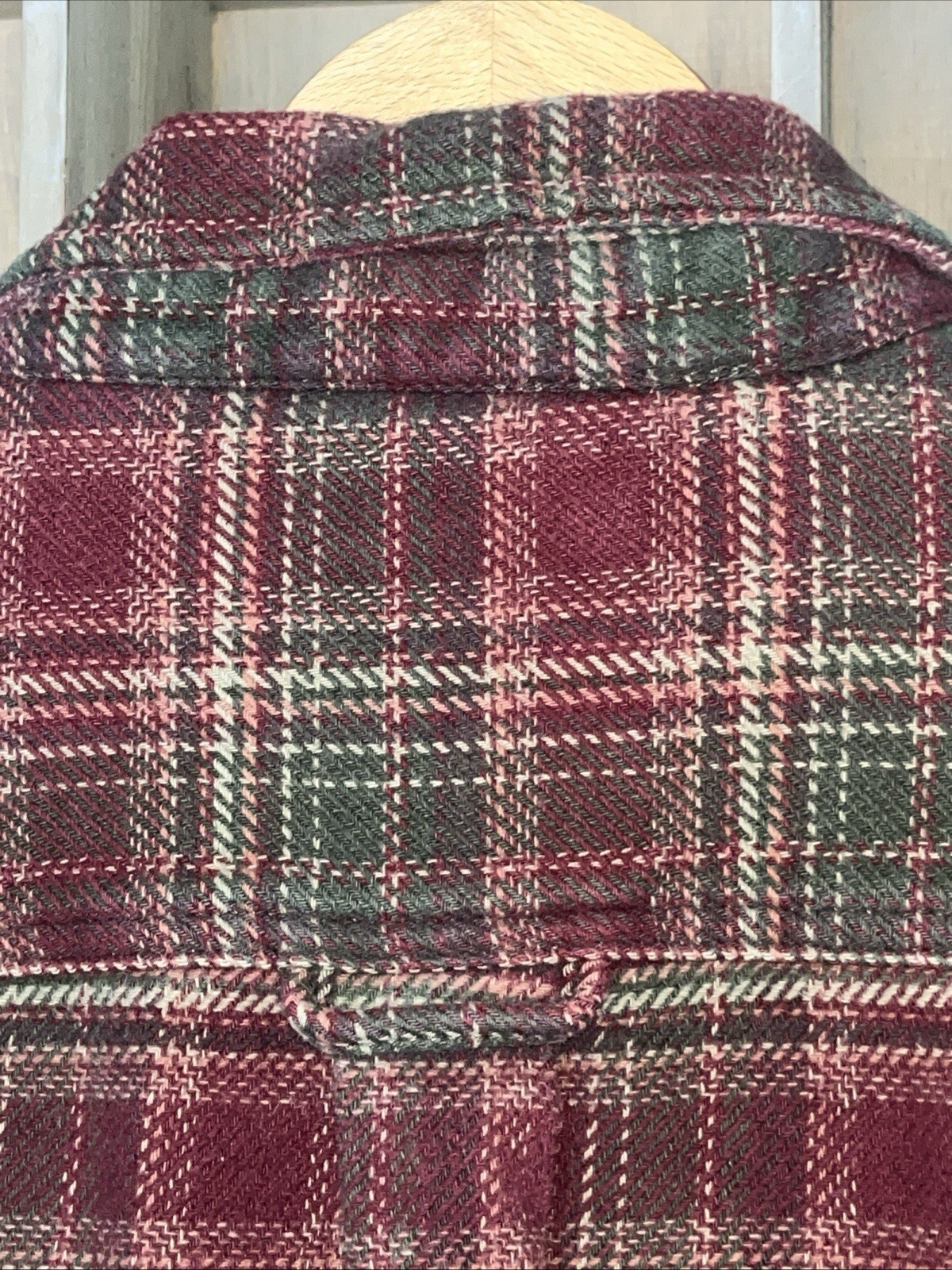 Mens L Orvis Heavy Weight Flannel Shirt Thick Jacket Plaid Button Up Pockets