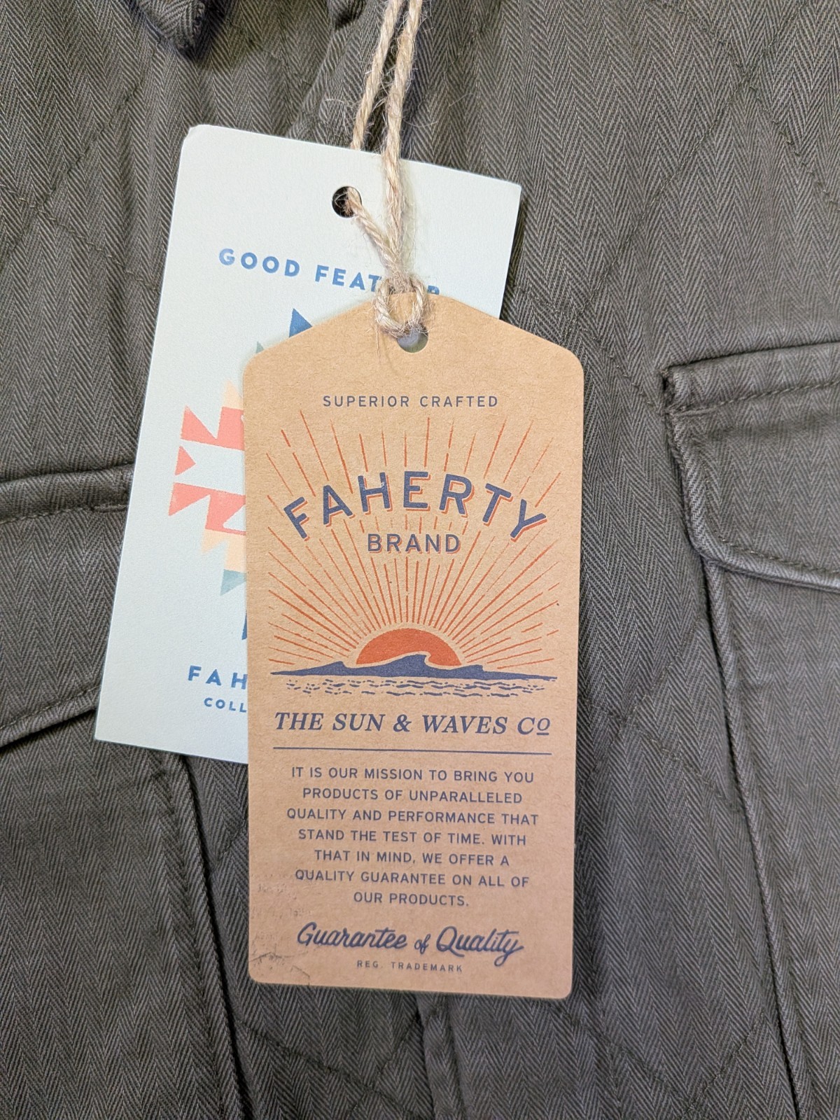 NEW Faherty Doug Good Feather Reversible Bondi Jacket Prairie Olive 2XL