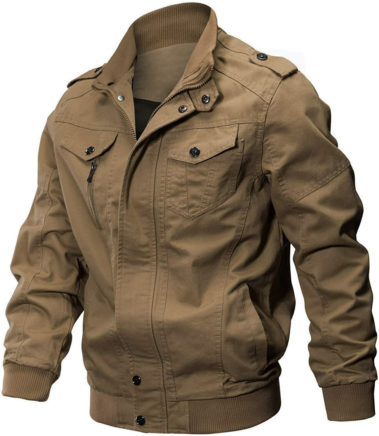 Men’s Tactical Cotton Coat Outdoor Cargo Work Casual Spring Fall Thin Jacket US