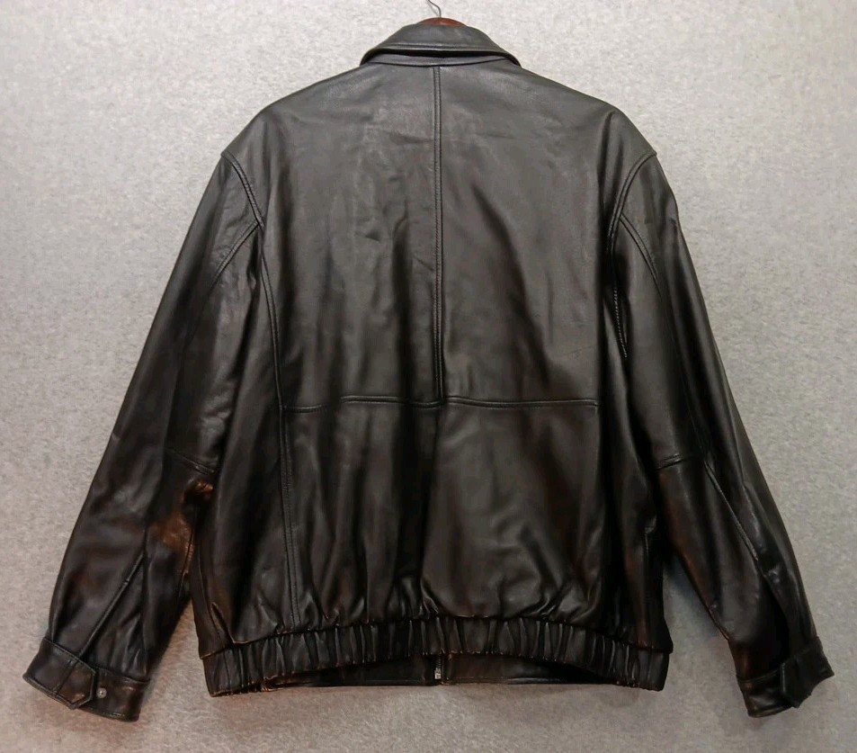 Roundtree And Yorke Bomber Jacket Men’s Size XL Black 100% Lambskin Leather GUC