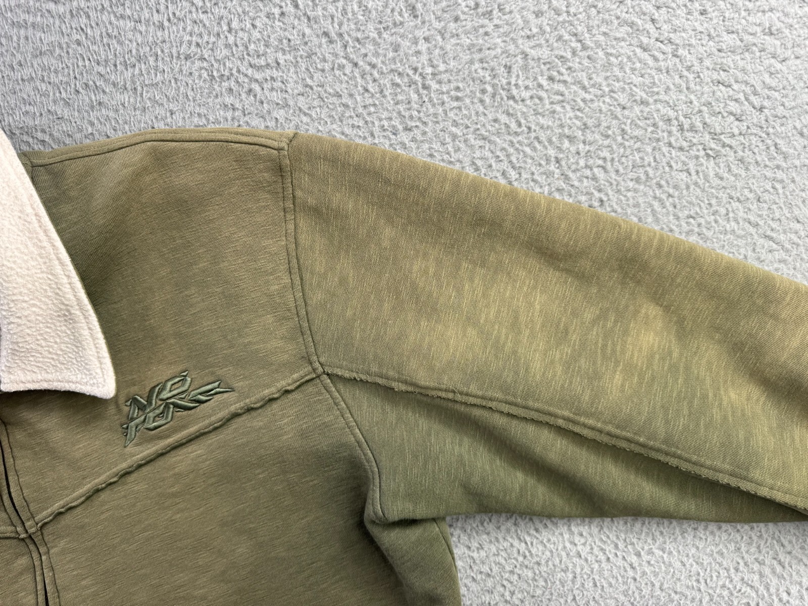 Vintage No Fear Jacket Mens 2XL Green Full Zip Fleece Sweat Y2K Collared