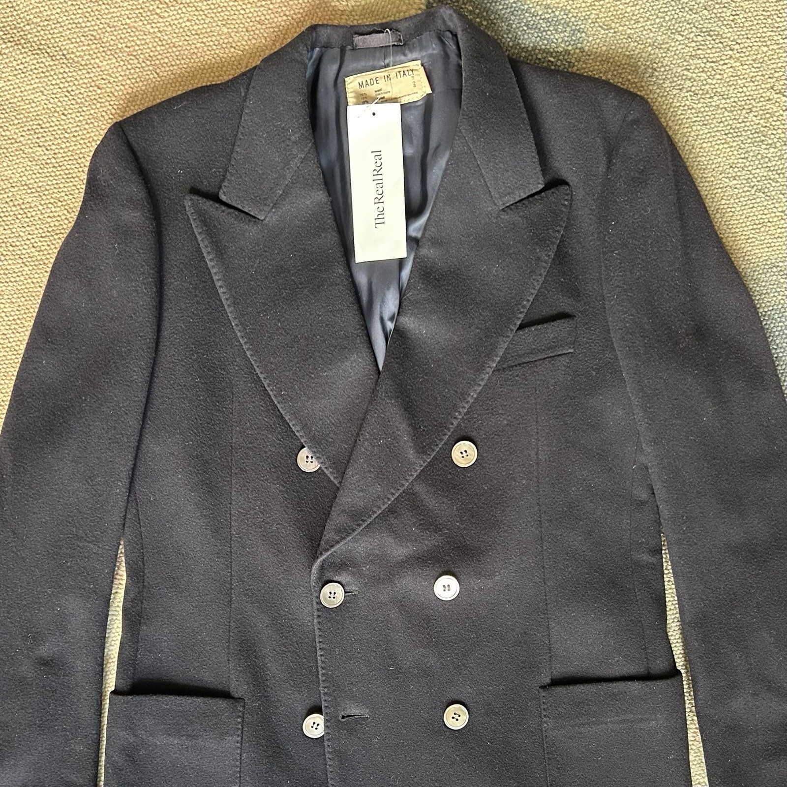 Saks Fifth Avenue Made in Italy Navy Wool Peacoat Size 42