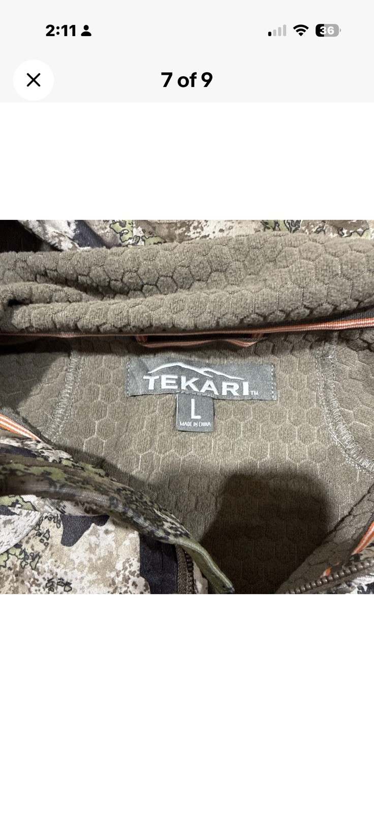 Tekari Mens Large TrueTimber XRC Camo Stride Flex Full Zip Hooded Hunting Jacket