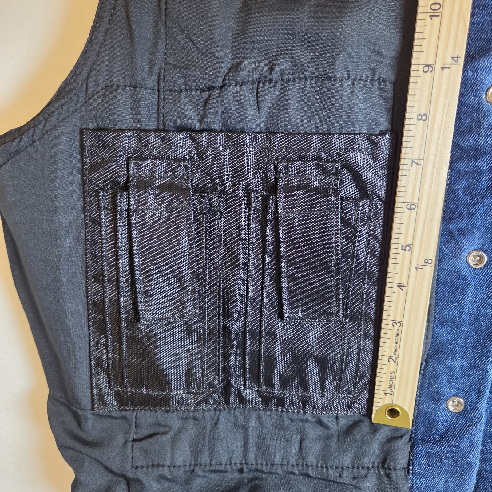 NRA vintage authentic mens LG denim snap vest concealed carry weapon holds ammo