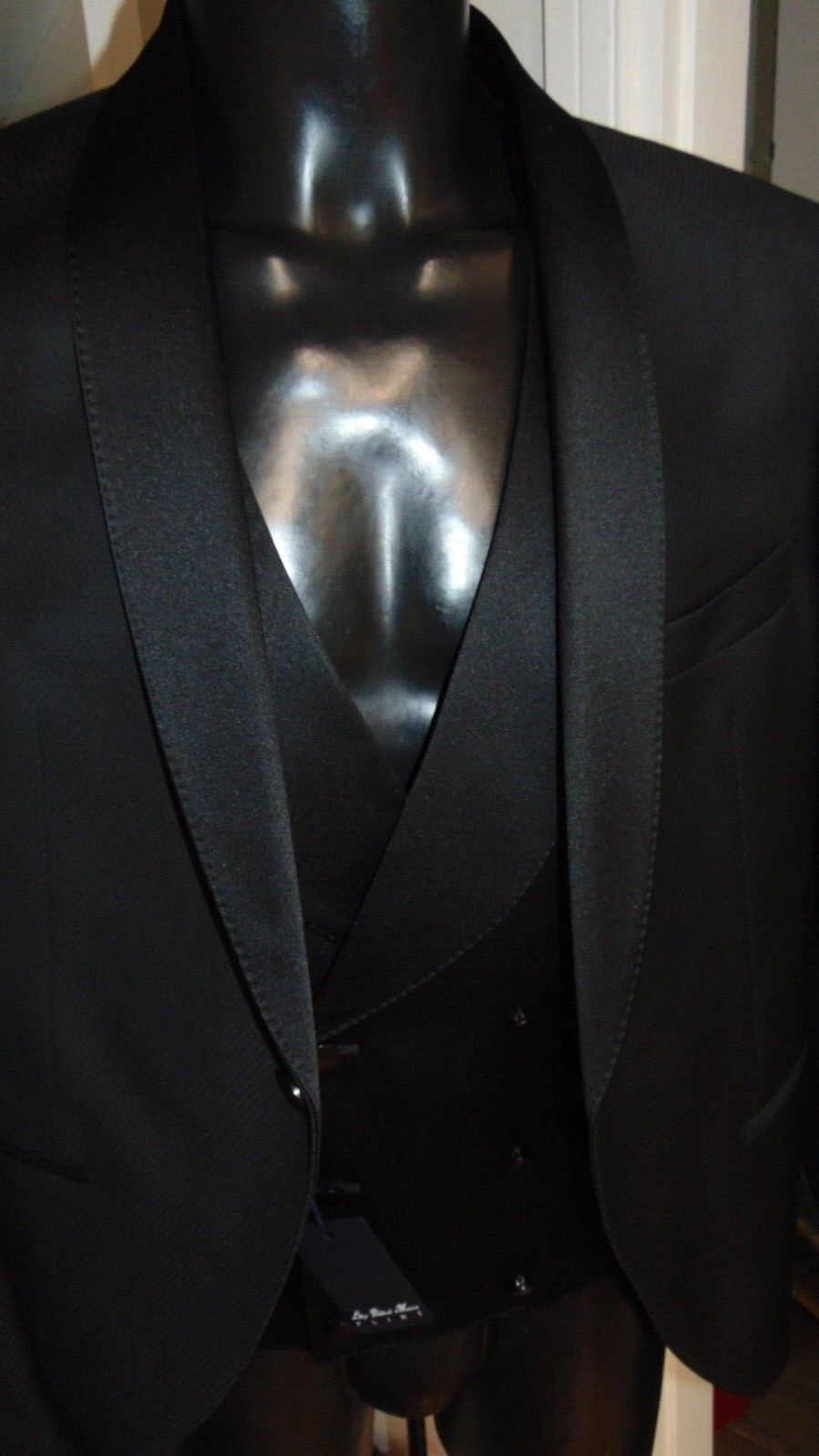 L.B.M. LUIGI BIANCHI MANTOVA TUXEDO BLACK 56 SLIM 1595.00 CART.717S x