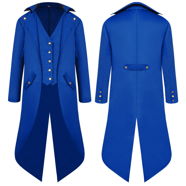 Men’s Victorian Halloween Costume Steampunk Coat Gothic Jacket Medieval Tailcoat