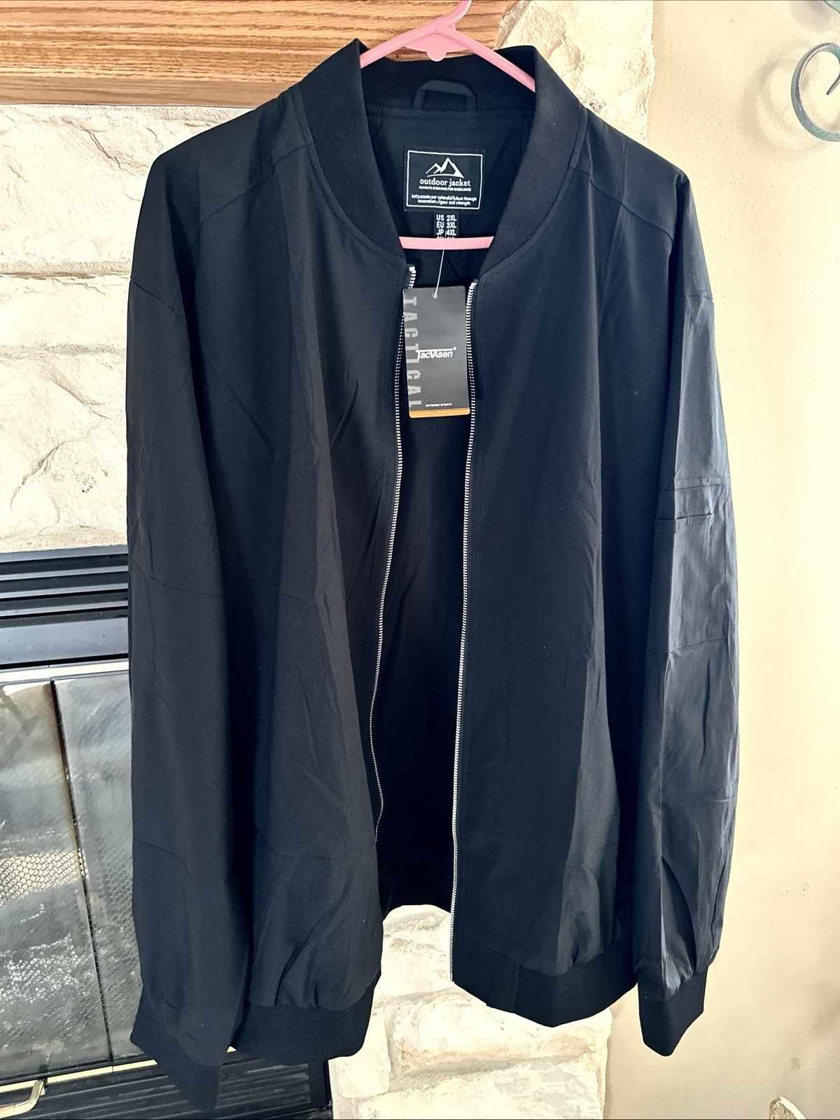 Tacvasen Men’s 2XL BLACK BOMBER Jacket Lightweight MA-1 Flight Windbreaker NWT