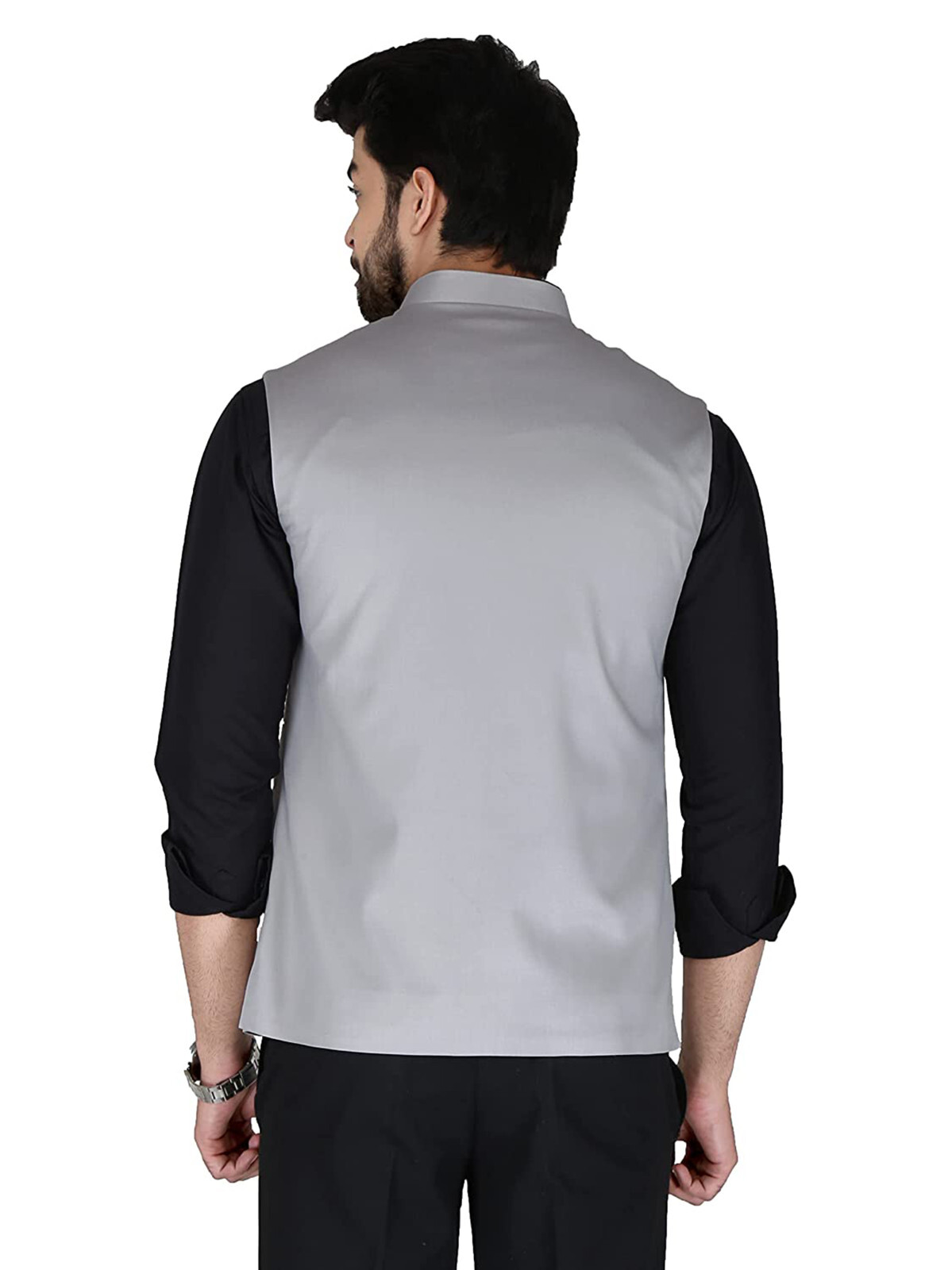 Grey Solid Jacket Festival Wear Occasion Wear Jackets and Vests Partywear