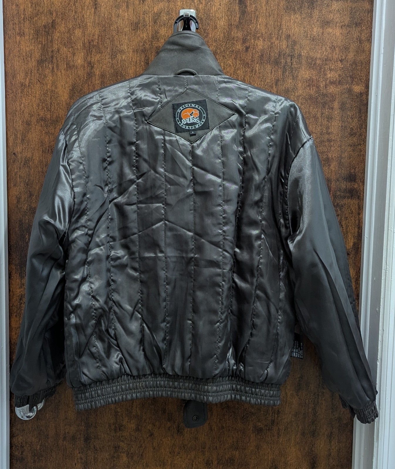 Rauris Men’s Brown Faux Leather Bomber Jacket M Button Zipper Lined Pockets