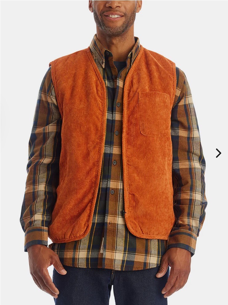 SPRING & MERCER Men’s Orange Regular Fit Corduroy Vest NEW Small S