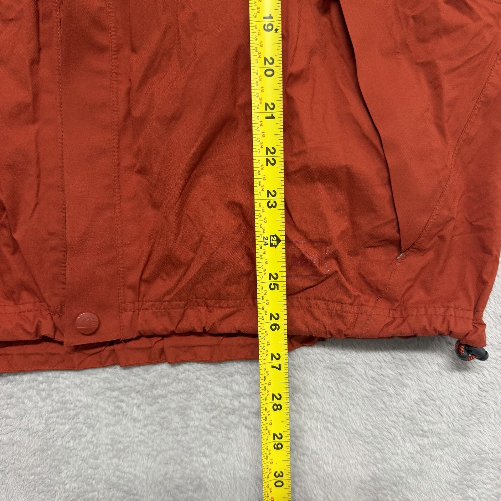 Vtg REI Elements Rain Windbreaker Shell Jacket Full Zip Hooded Orange Mens Large