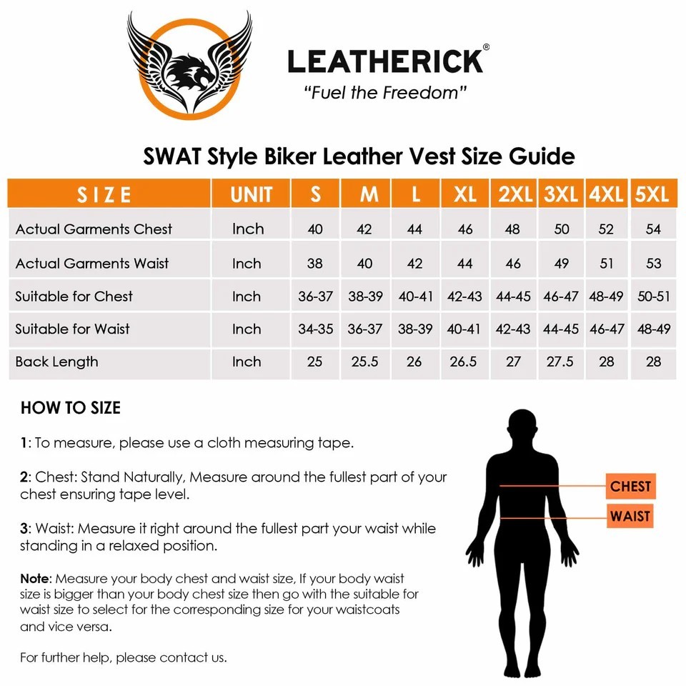 Leatherick Mens SWAT Tactical Style Side Straps Motorcycle Biker Leather vest