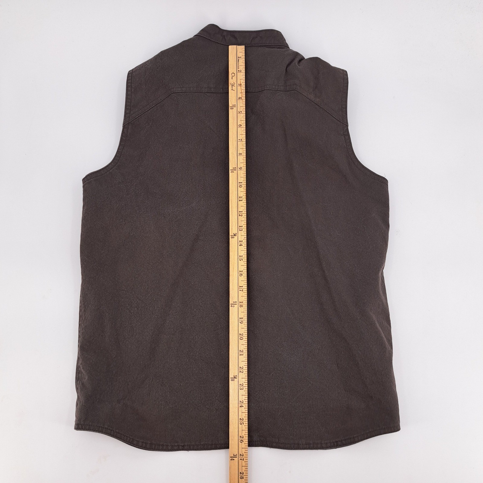 1620 Workwear Cordura Canvas Vest Mens Small Cotton Spandex Brown Full Zip USA