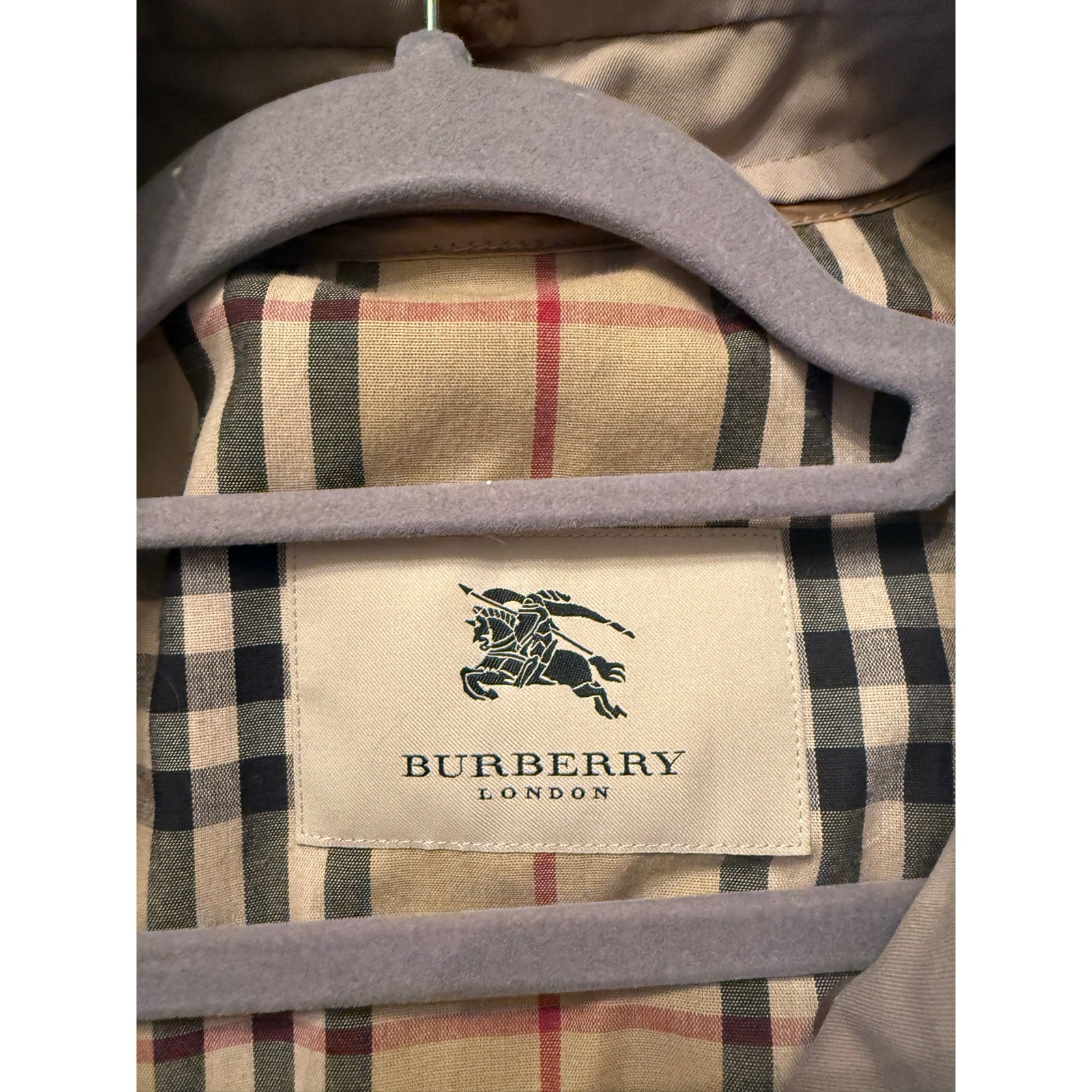 Burberry Trench Coat Mens 46 Regular Tan Nova Check Lining Removable Wool Liner
