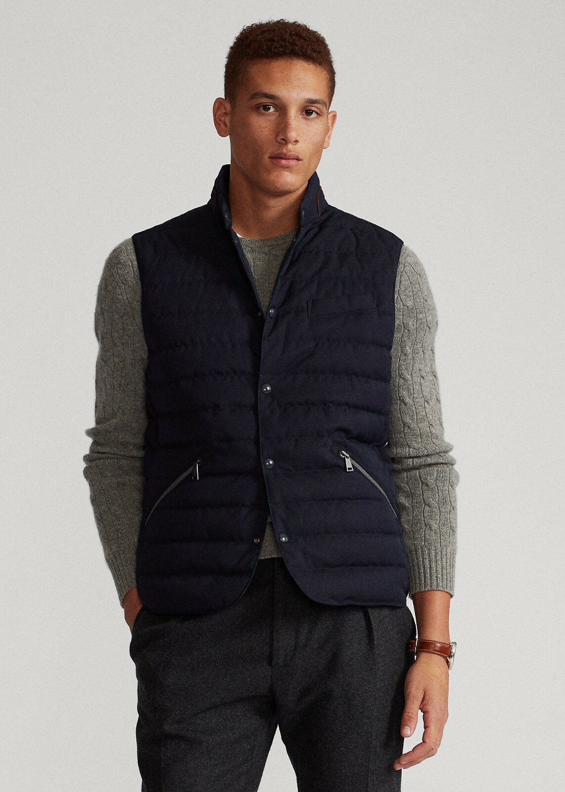 Polo Ralph Lauren Reversible Quilted 750 Down Jacket Suit Waistcoat Vest Oxford