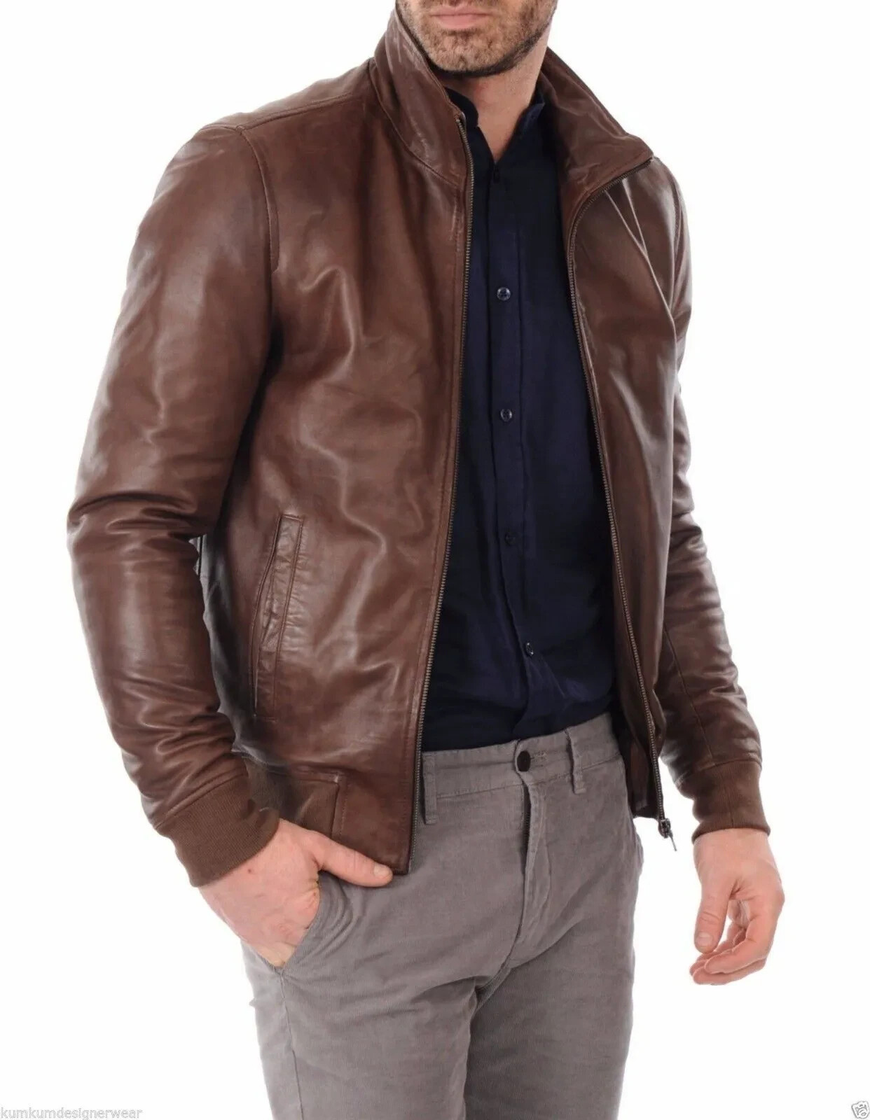 Men’s leather Jacket 100% Real Soft Lambskin Leather Man Classic Coat