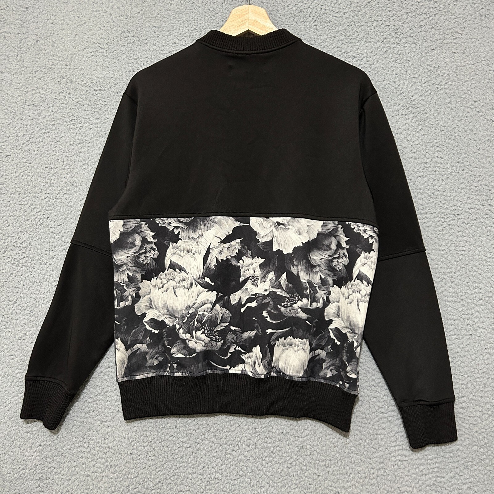 G By GUESS Jacket Men’s Small Black Floral Print Full Zip Polyester Spandex