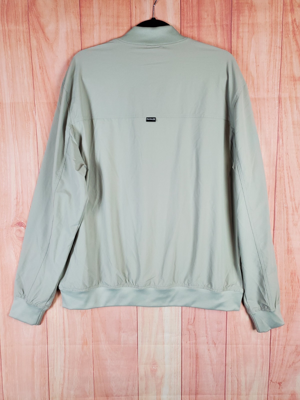 Hurley Exist Bomber Jacket Mens Sz Large Tan Full Zipper Long Sleeve Lightweight