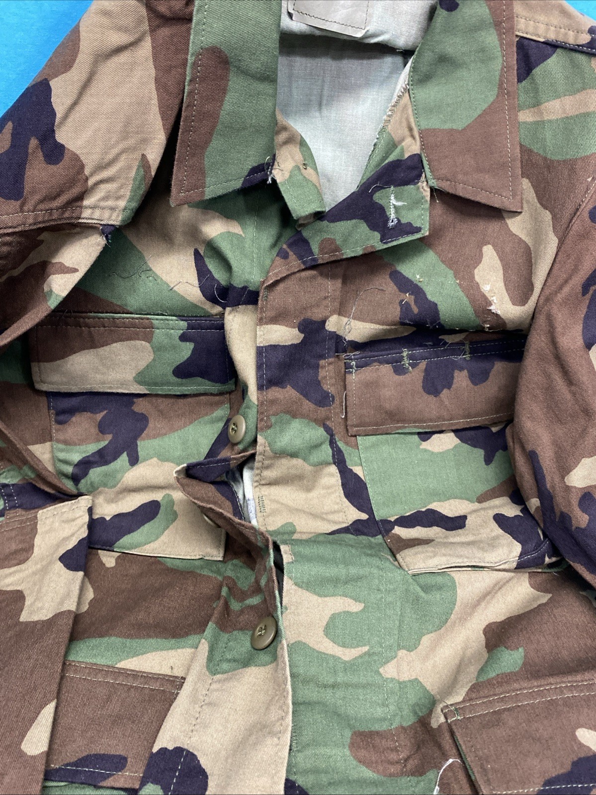 Lot Of 8 Vtg US Army Jacket Mens Med Reg Green Woodland Camo Buttons pockets