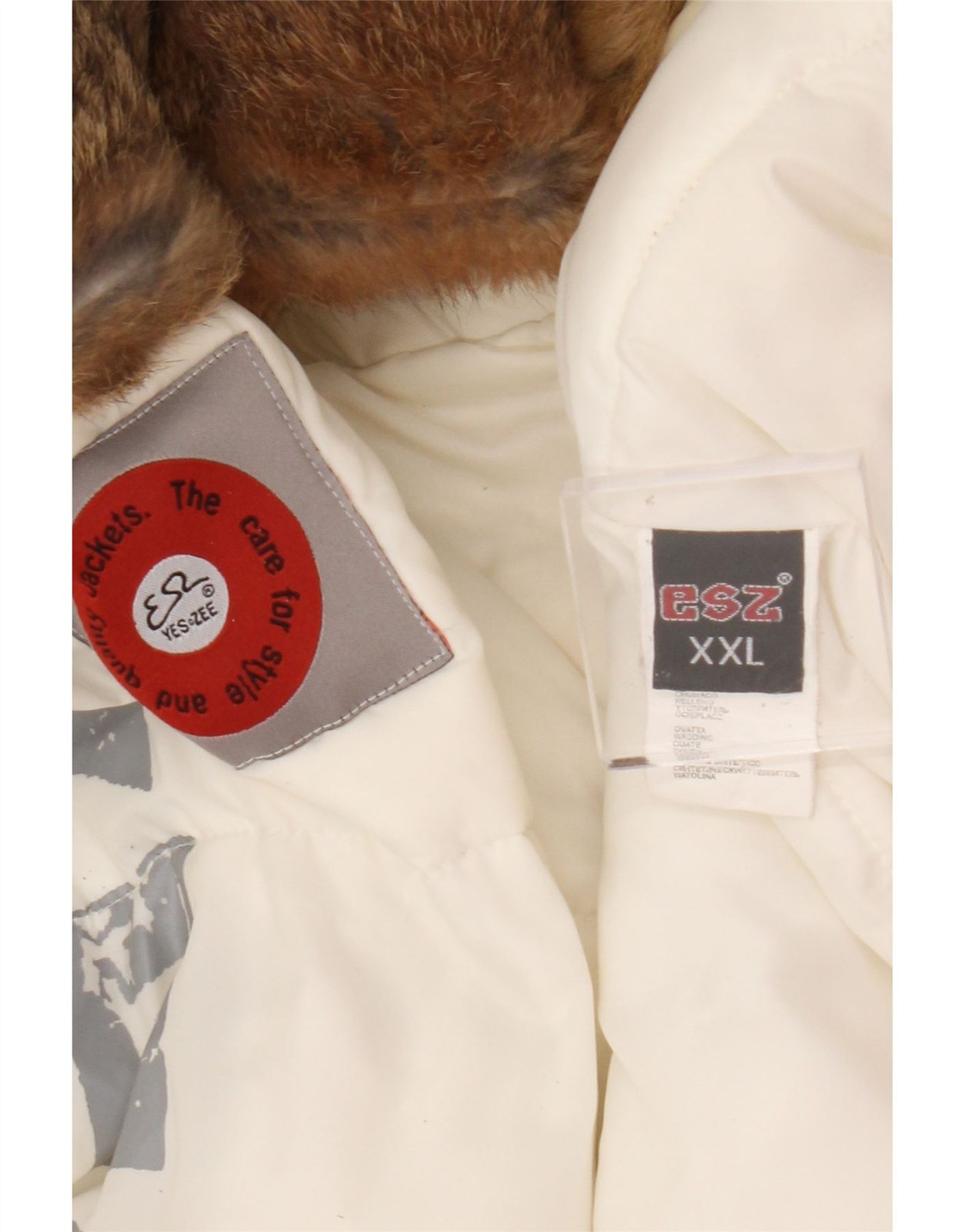 Yes Zee Mens Hooded Padded Jacket UK 44 2XL White Nylon DS09