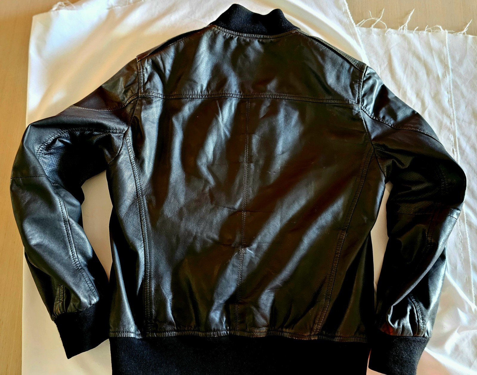 Giorgio Armani Archive Late 90s, Fly Jacket Black Lamb Tablecloth Size M.