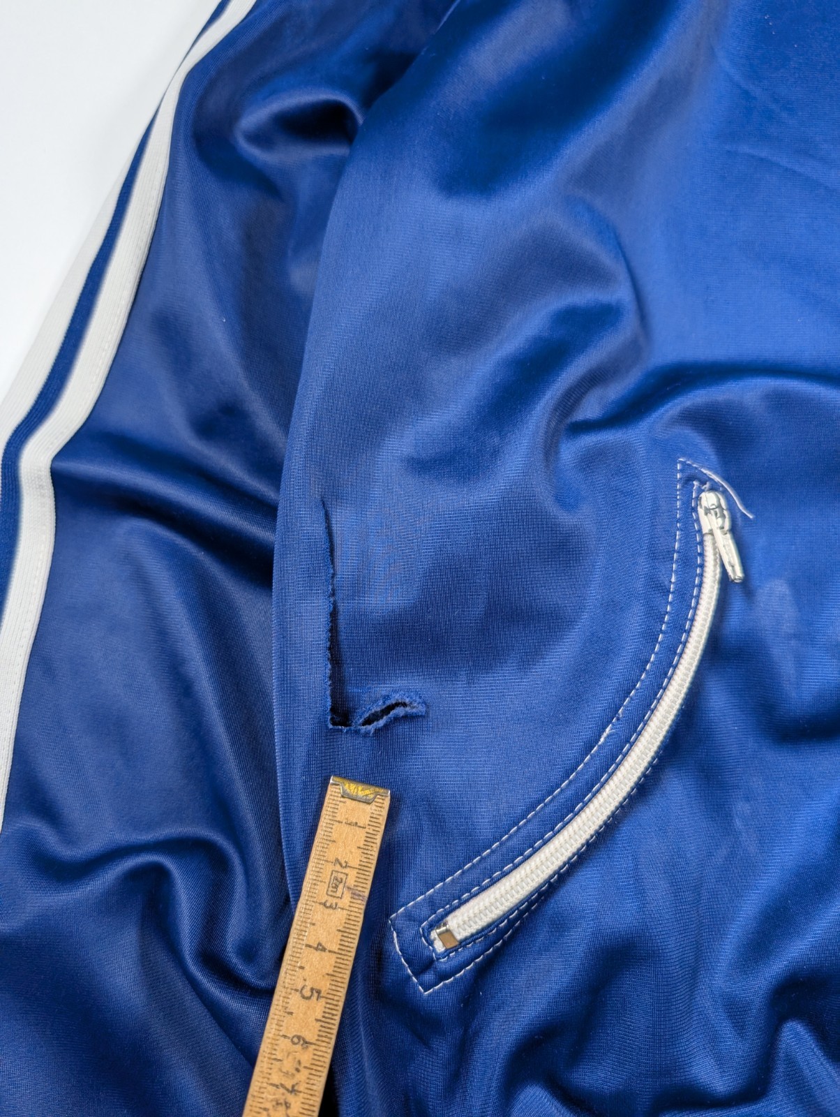 ’80 Adidas Curved Zip Vintage Track Top Jacket made in West Germany Cupro – L