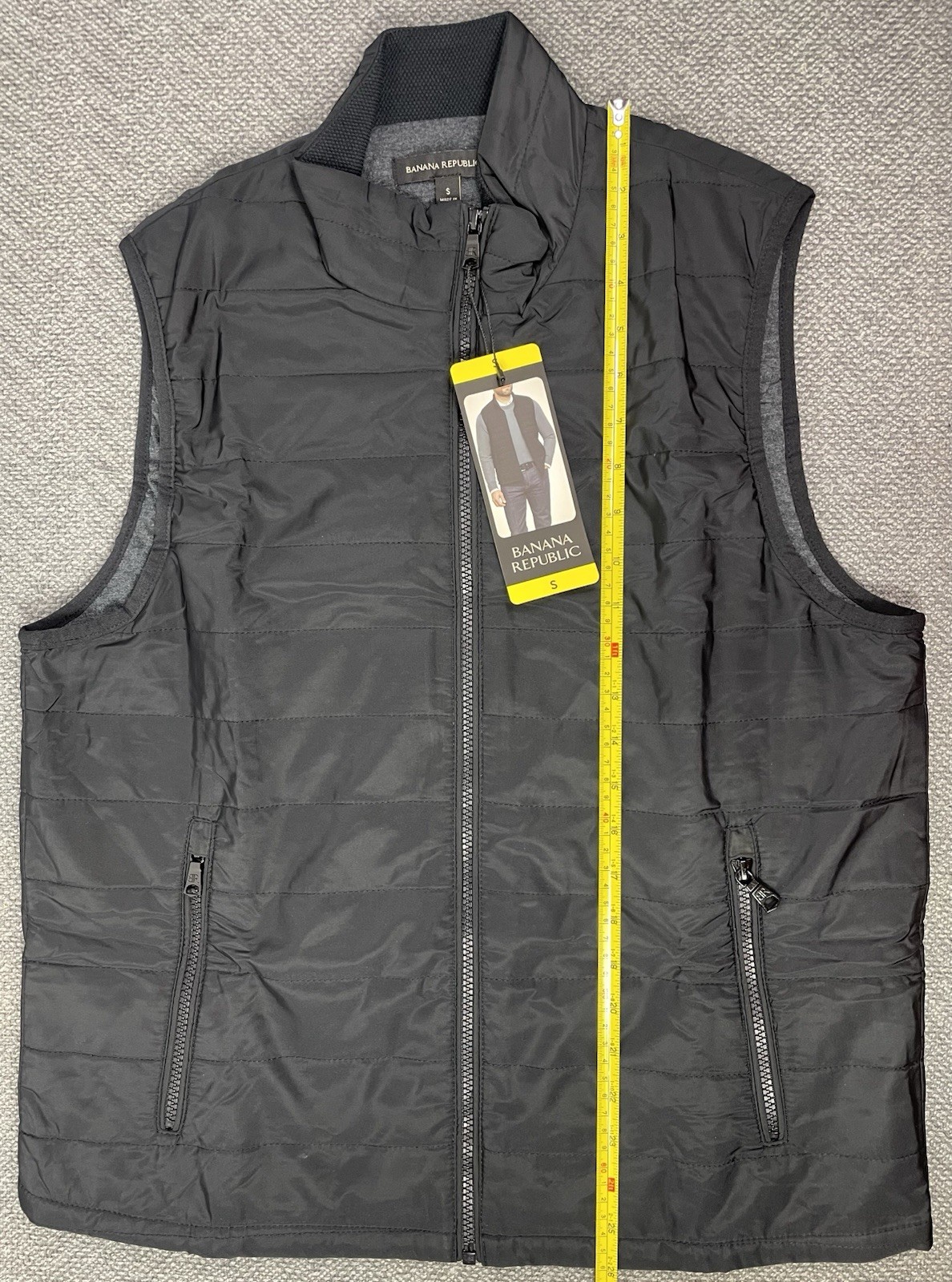 Banana Republic Men’s SMALL Lot of 2 Black & Blue Quilted Full Zip Vests NWT