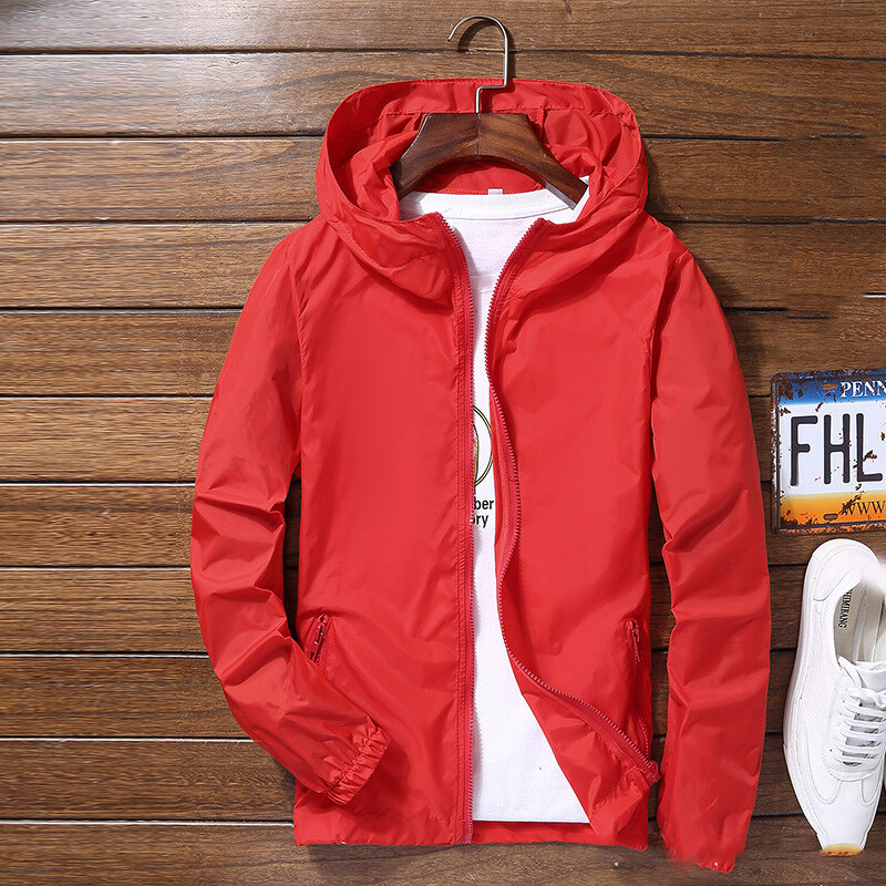 Mens Outwear Lightweight Windbreaker Waterproof Rain Jacket Hooded Breathable