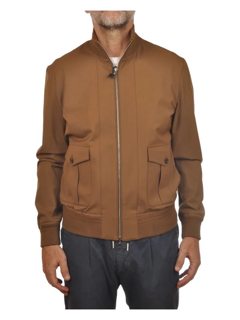 (NO CUSTOMS TAX) MONTECORE Italy brown nylon bomber jacket Size Large authentic