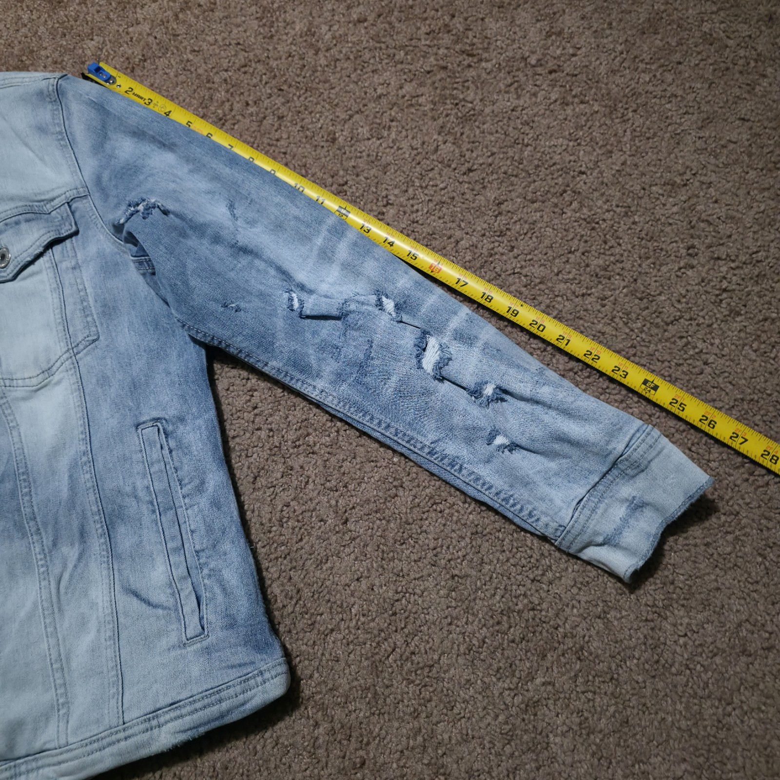 Jordan Craig Legacy Edition Blue Denim Distressed Trucker Jean Jacket Size XL
