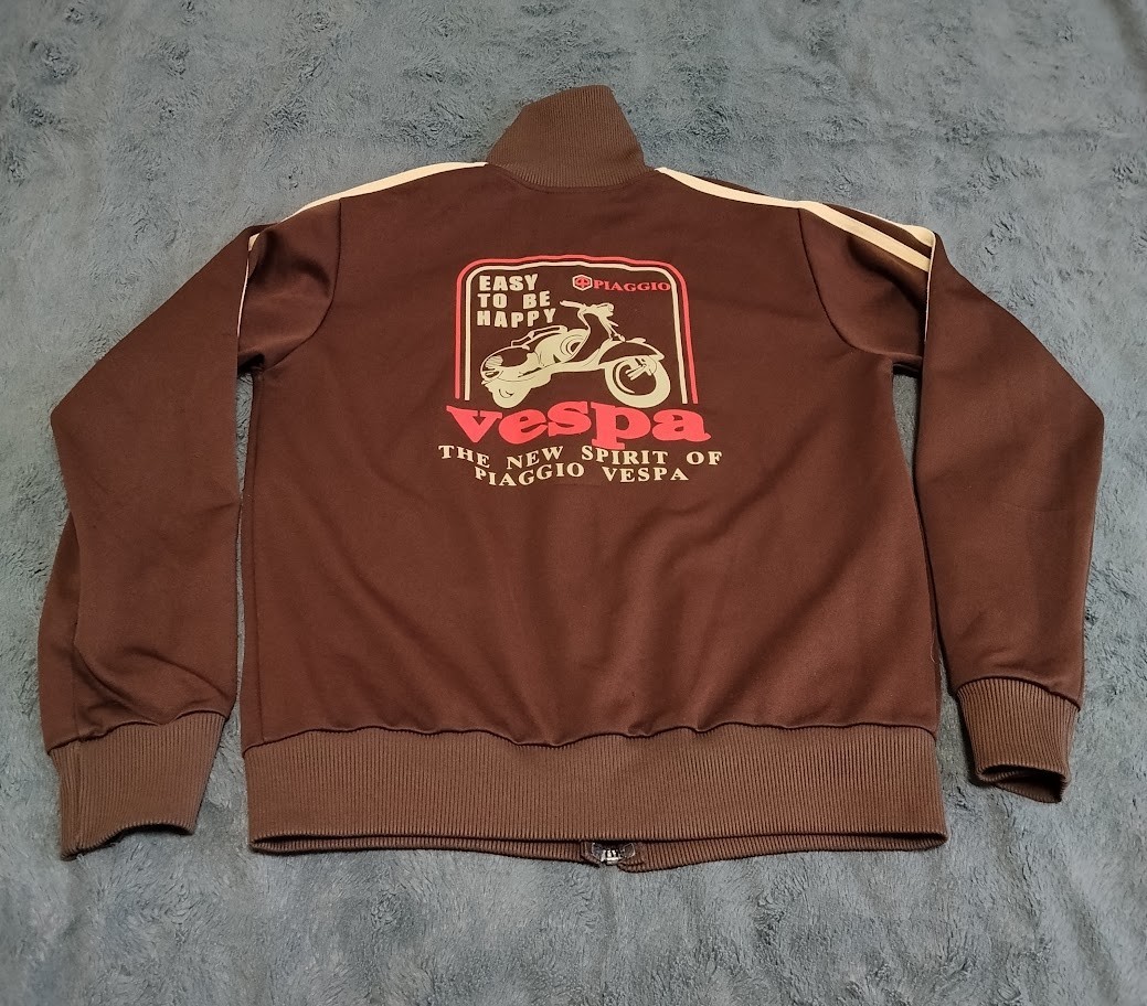Vespa Piaggio Scooter Hoodie Hooded Sweat Jacket With Zip Brown Size M