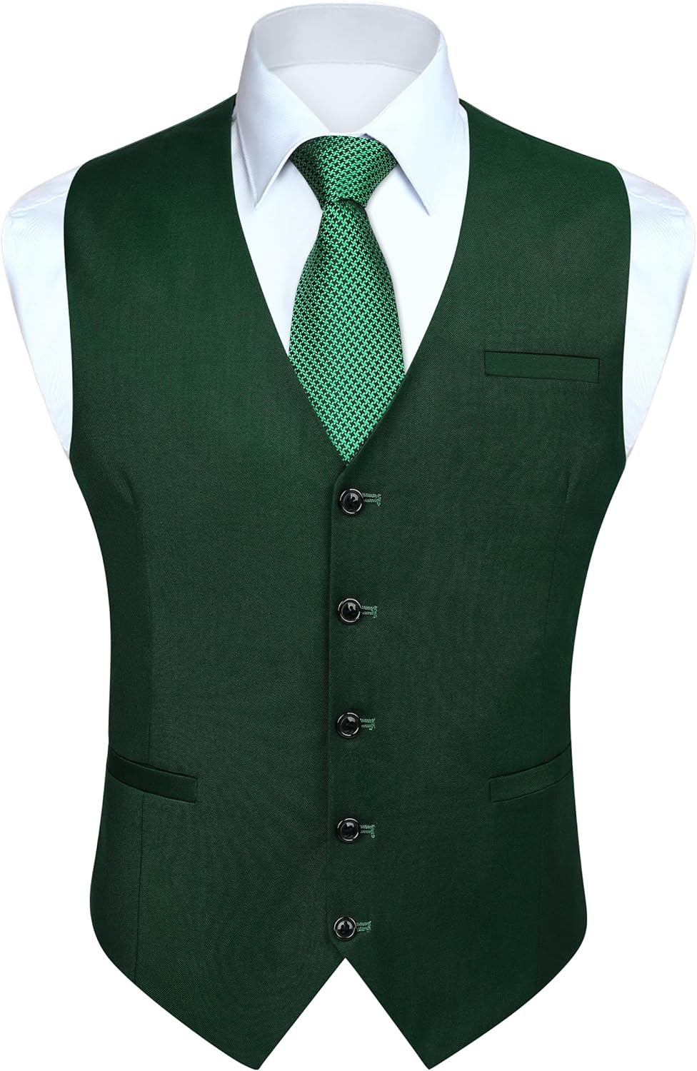 HISDERN Men Suit Vest Business Formal Dress Waistcoat Vest with 3 Pockets
