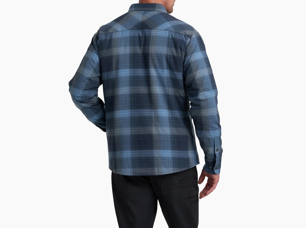 Kuhl JOYRYDR SHIRT-JAC Fleece Lined Flannel Jacket Men’s Size Small Blue Plaid