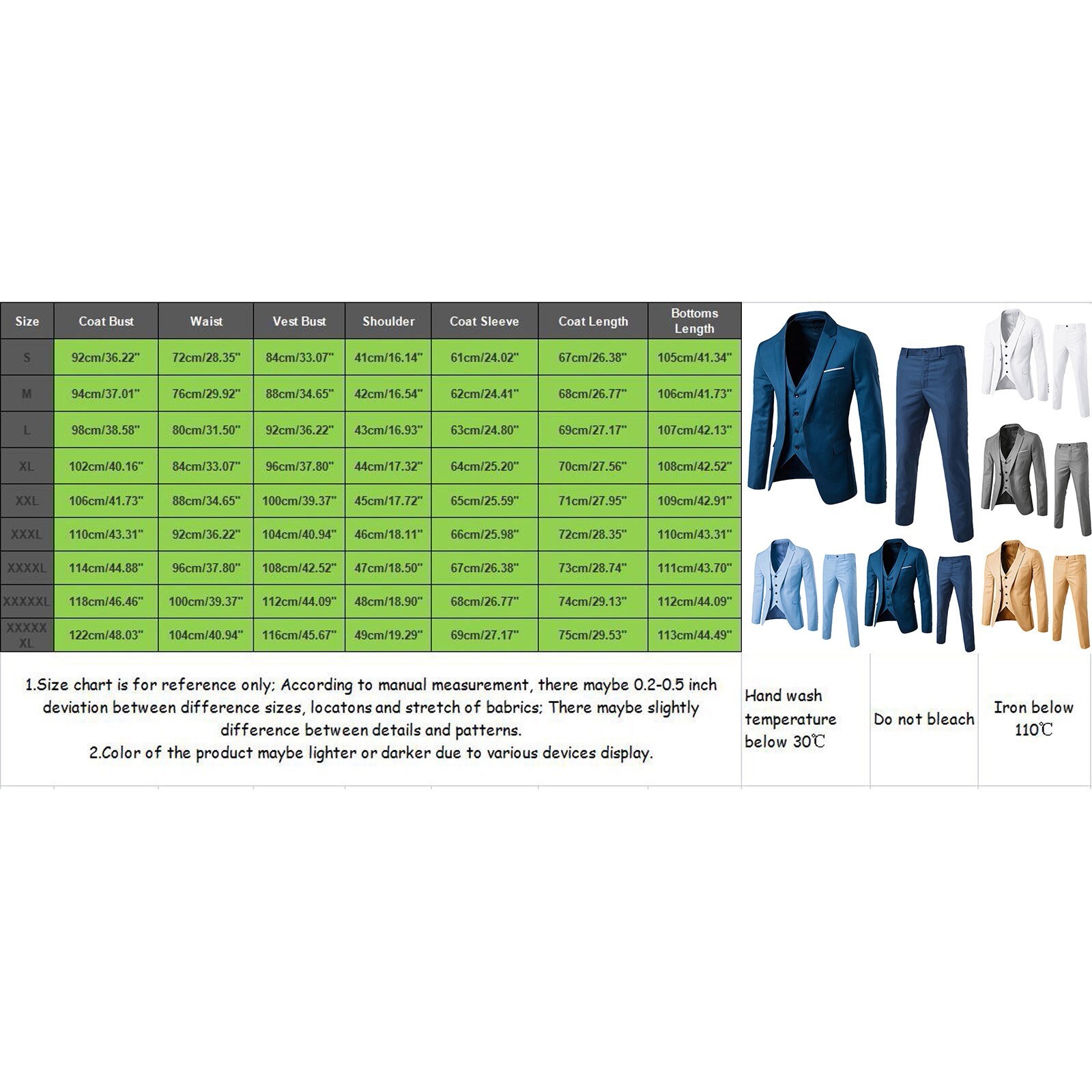 Jacket +Vest +Pants Men Suit Slim 3-Piece Set Blazer Business Wedding Party Suit