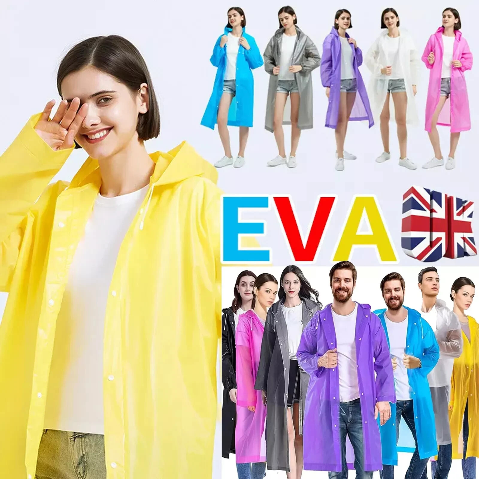 Raincoat Waterproof Poncho Reusable EVA Adult Camping Festival Rain Coat Jackets