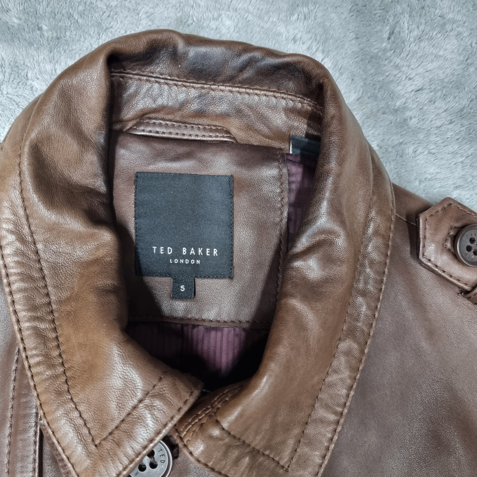 Ted Baker Lined Leather Jacket Matt / Nubuck Finish Men’s Coat TB 5 UK 16